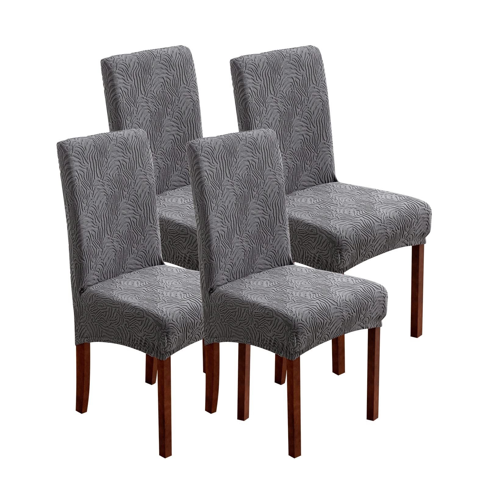 4/6pcs High Quality Chair Covers for Dining Room, Stretch Jacquard Dining Chair Slipcovers Removable Washable Chair Protector for Kitchen, Hotel, Restaurant