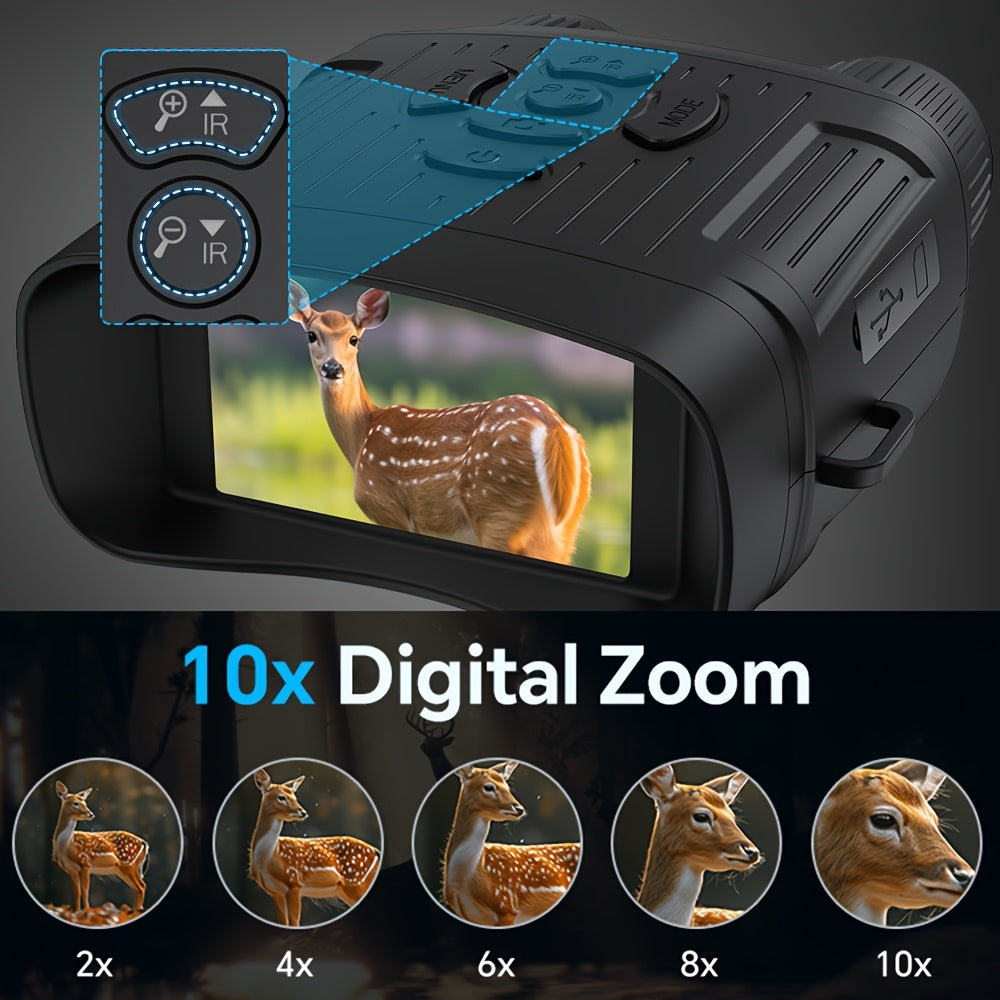 36MP 4K Night Vision Goggles Binoculars, with Infrared, 7.62 cm HD Large Screen, 10X Magnification, Infrared Digital Night Vision Camera for 100% Darkness Viewing, Hunting Use, Farm Surveillance, Wildlife Observation, Tactical Binoculars for Adults