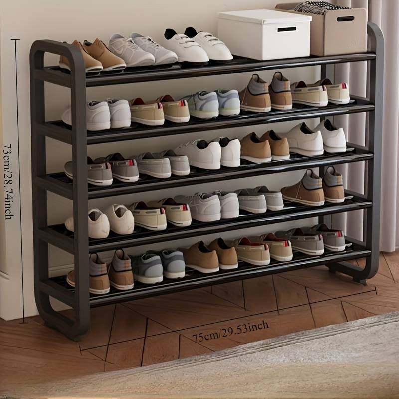 5/6-Tier Heavy-Duty Foldable Shoe Rack with Expandable Shelves & Non-Slip Base Suitable for Entryway, Dorm, Apartment - Space-Saving Stackable Shoe Cabinet with Floor/Wall Mountable, Easy Assembly, Plastic Frame & Shelves for Shoes, Standing Shelf
