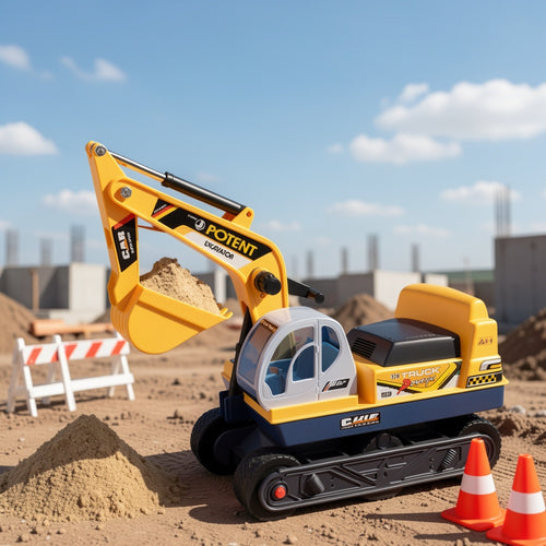 Mother's Day Gift Youngsters' Ride-On Excavator Toy - Yellow & Black Construction Vehicle with Realistic Details, Sandpit Bulldozer for Pretend Play, Includes Safety Helmet, Perfect Gift for Ages 3+