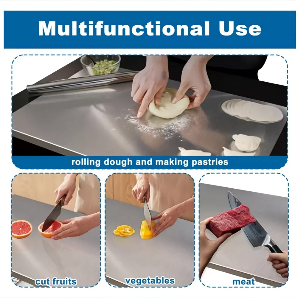 Stainless Steel Cutting Boards | 80x50cm/ 70x50cm/ 40x50cm Extra Large-size | for The Kitchen, Meat, Fruits, Vegetables, Bread, And Baking | Non-Slip Surface And Easy Clean