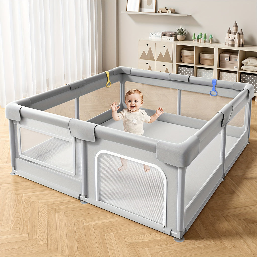 Baby Playpen Large Play Yard Baby Play Activity Center, Sturdy Baby Play Yards with Soft Breathable Mesh, Indoor & Outdoor Kids Activity for Infant