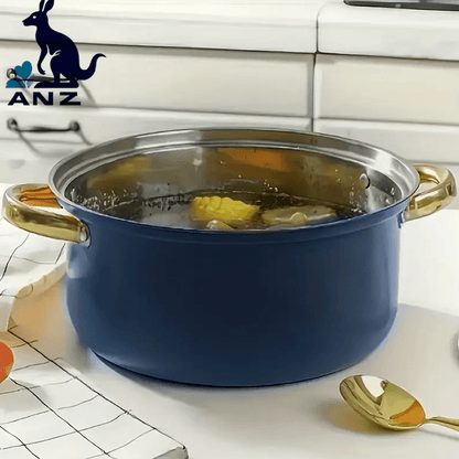 6 Pots And 6 Lids Multifunctional Stainless Steel Kitchen Stew Pot Set in Red And Blue, Suitable for Steaming, Frying, Camping And Traveling, Small Cookware, Cookware Set, Modern Kitchenware, Durable Cookware, Multi-Purpose Cookware, Home Chef, Camping Es