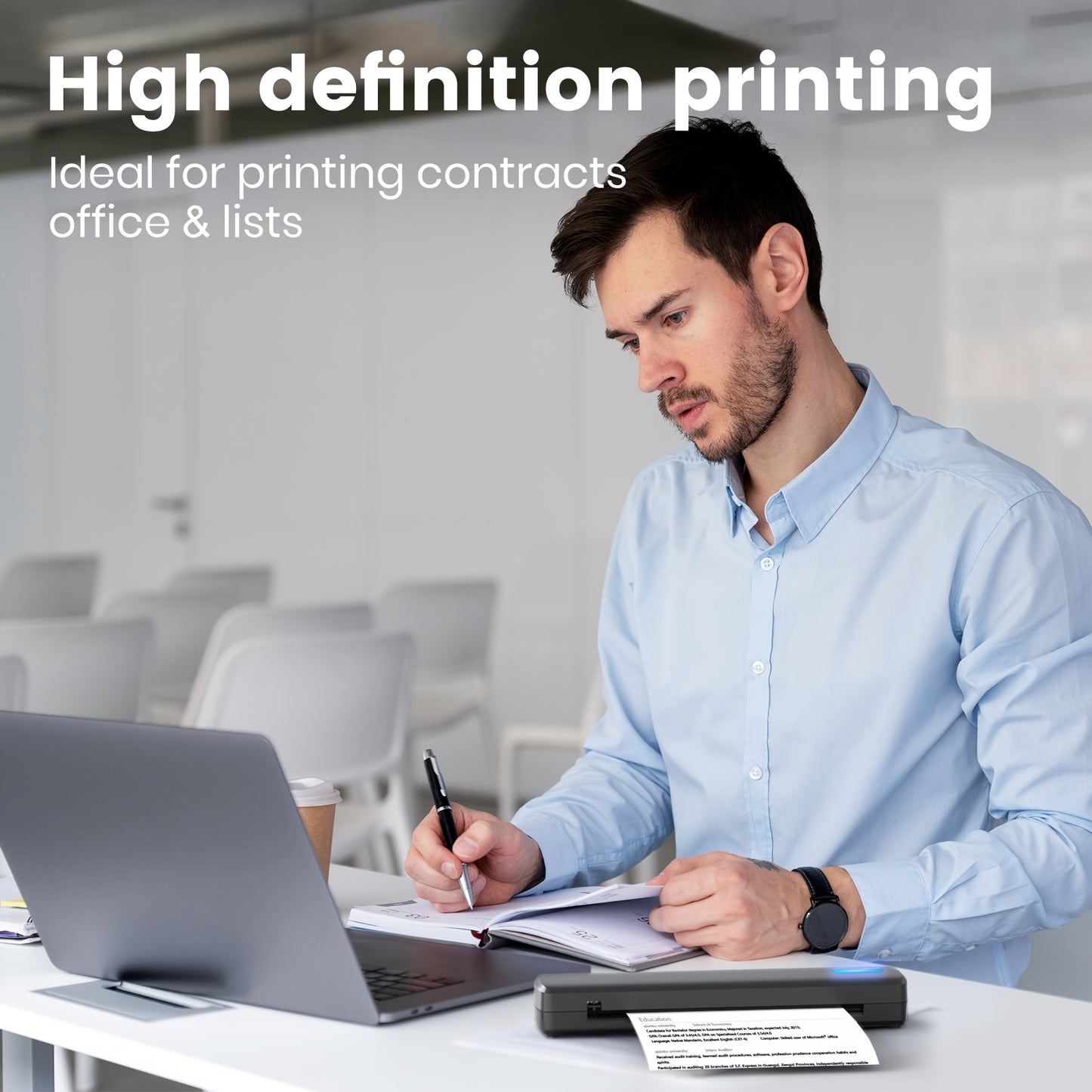Portable Wireless Inkless Thermal Printer D810 - Compact Mobile Printer with Wireless for iOS/Android/- Devices, Compatible with Smartphones, Tablets, Laptops, -Charged Thermal Paper Printer (Letter/A4)