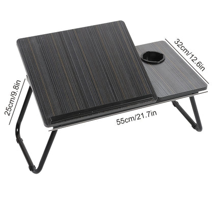 Adjustable Lap Desk Bed Table Tray, Foldable Laptop Table, Laptop Stand with Cup Holder Lifting Handle for Working Writing Drawing Eating