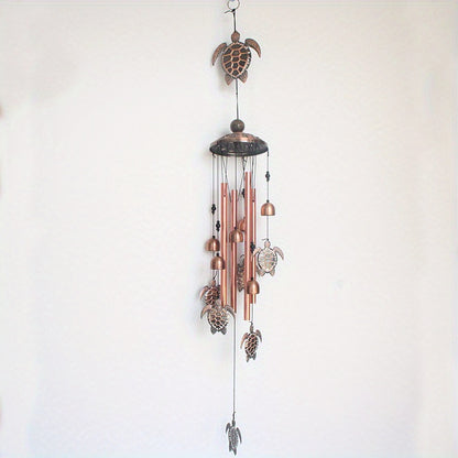 1pc Outdoor Bronze Sea Turtle Wind Chimes Suspension Mobile Tortoise Wind Chime Garden Decoration Gifts for Mom Friend, Thanksgiving Gifts, Aluminum Chime, Hanging Outdoor Decor