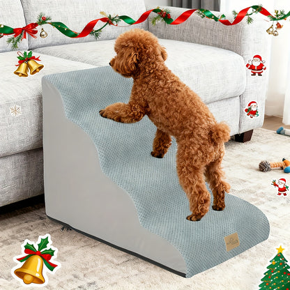 1pc 4-Step Dog Stair Ramp Slope Dog Step Stable Thick Foam Stair For High Bed Sofa Couch Place Removable Cover