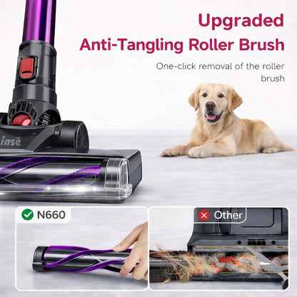 Corded/Cordless Stick Vacuum Cleaner Powerful Suction, Lightweight Upright Handheld Vacuum with Anti-Tangle Brush And LED Headlight for Pet Hair, Carpet, Hardwood Floor And Tile Cleaning, 2-In-1 Home Vacuum for Car, Living Room, Bedroom, Office