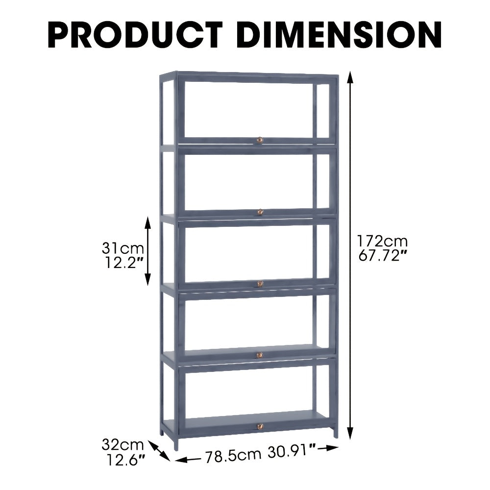 5-Tier Display Cabinet Storage Stand Rack White/ Natural/ Grey/ Black