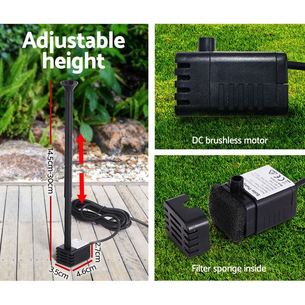 2.6FT Solar Fountain Pump - Black for Australian Homes – product detail angle