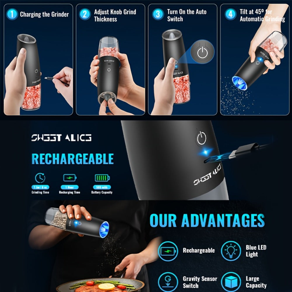 Rechargeable Salt and Pepper Mill Set detail view 7 for Australian shoppers