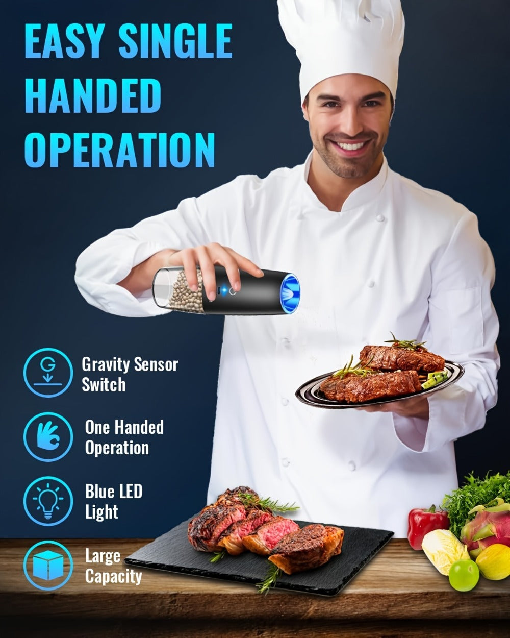 Rechargeable Salt and Pepper Mill Set detail view 11 for Australian shoppers