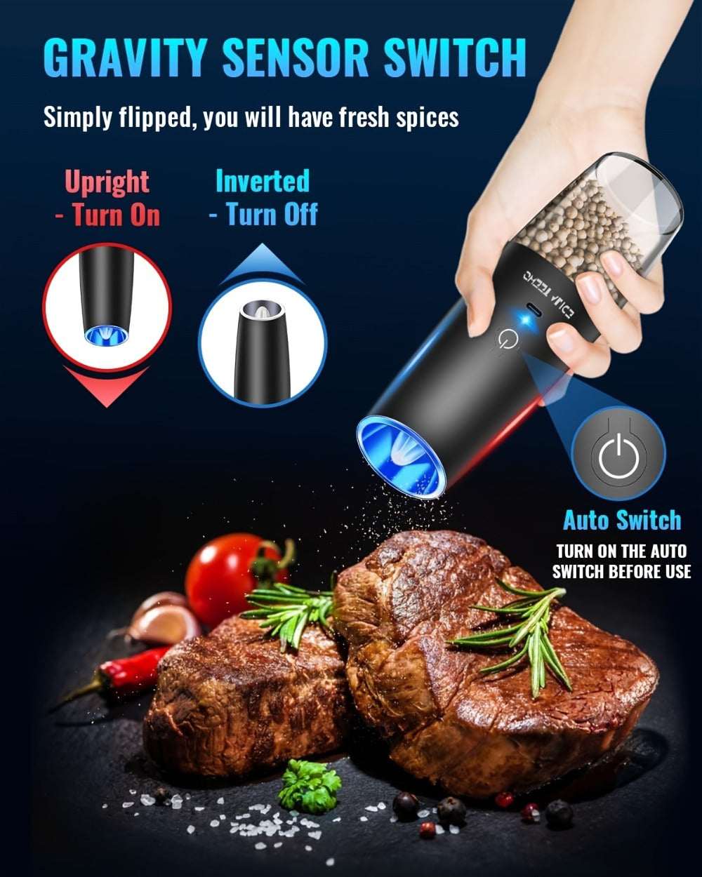 Rechargeable Salt and Pepper Mill Set detail view 12 for Australian shoppers
