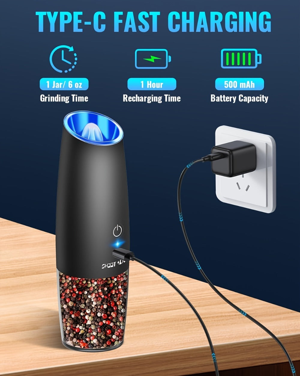 Rechargeable Salt and Pepper Mill Set detail view 16 for Australian shoppers