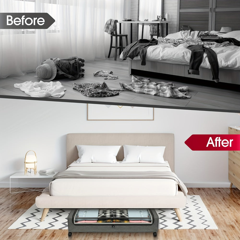 2-Pack Metal Rolling Under-Bed Storage Box - clothes, shoes and – additional product view 10