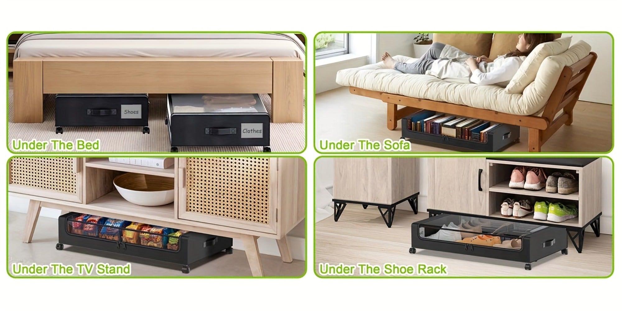 2-Pack Metal Rolling Under-Bed Storage Box - clothes, shoes and – additional product view 16