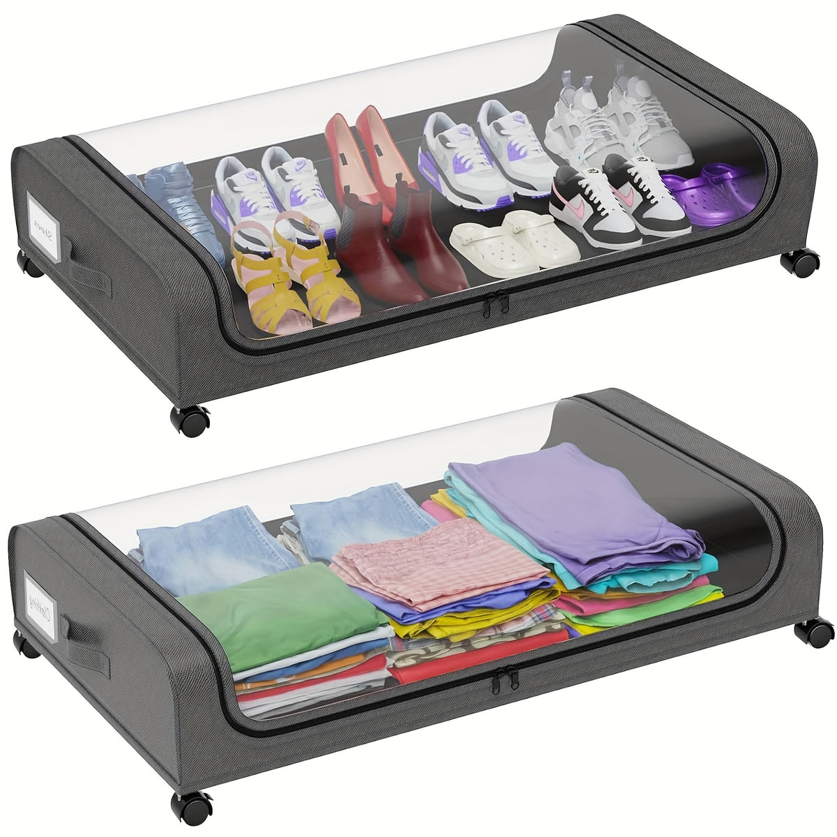 2-Pack Metal Rolling Under-Bed Storage Box - clothes, shoes and – additional product view 18