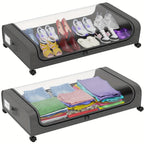 2-Pack Metal Rolling Under-Bed Storage Box - clothes, shoes and – feature reference
