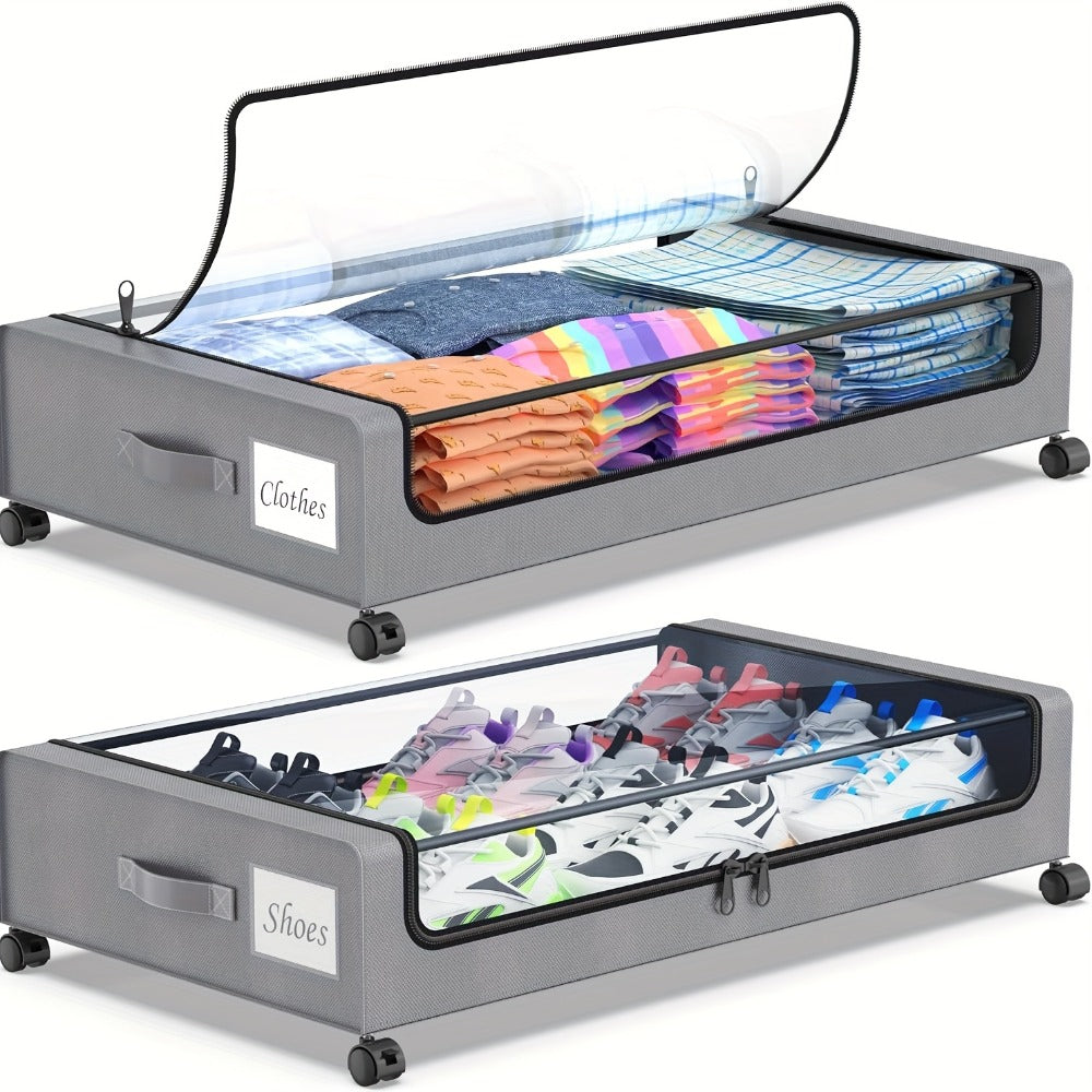 2-Pack Metal Rolling Under-Bed Storage Box - clothes, shoes and – main product view