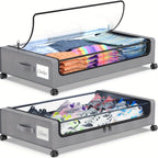 2-Pack Metal Rolling Under-Bed Storage Box - clothes, shoes and – main product view