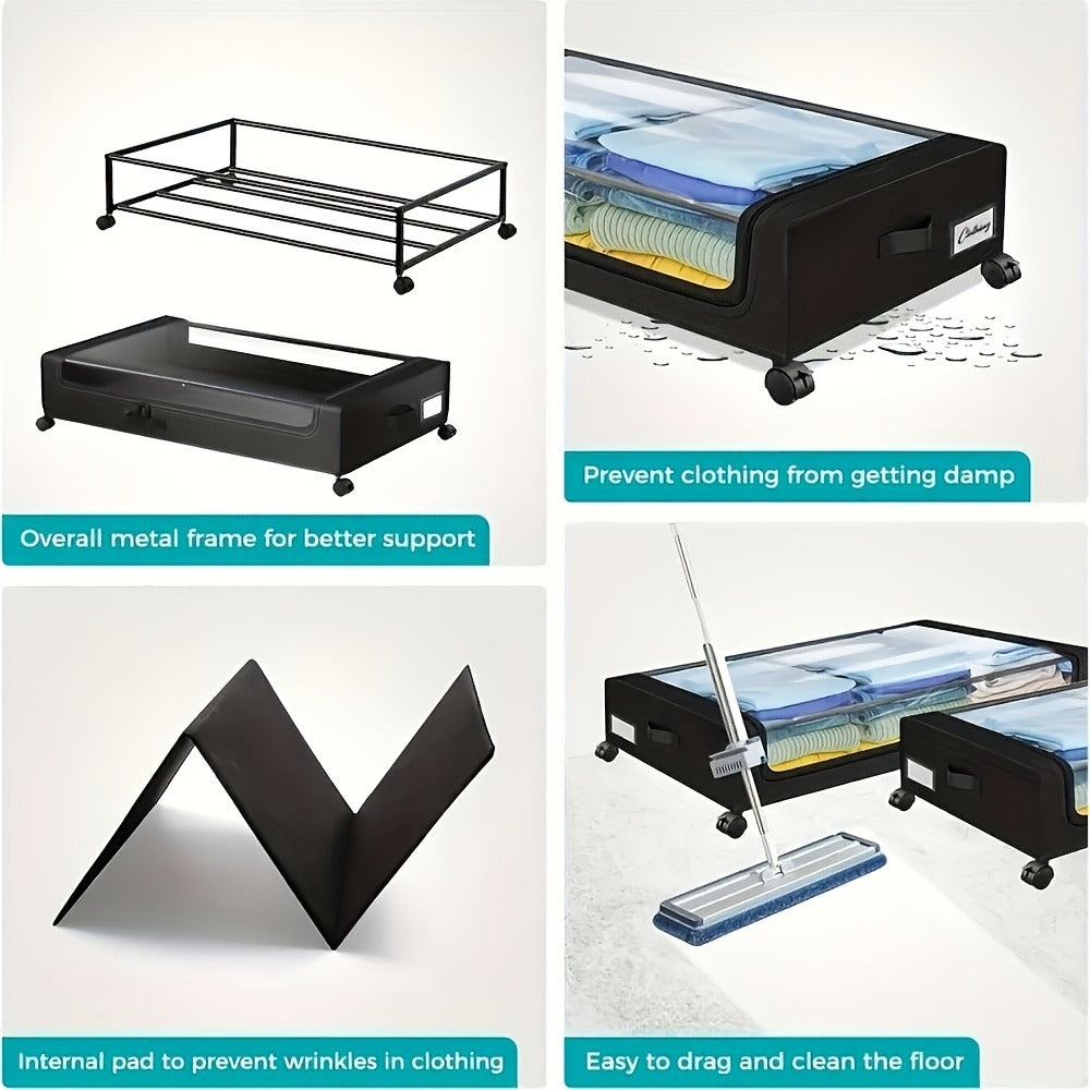 2 Pack Rolling Under-Bed Storage Box - clothes, shoes and blanket – additional product view 9