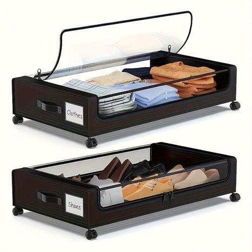 2 Pack Rolling Under-Bed Storage Box - clothes, shoes and blanket – main product view