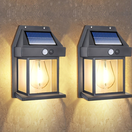 -Piece Solar Motion Sensor Security Wall Light for the stated outdoor use