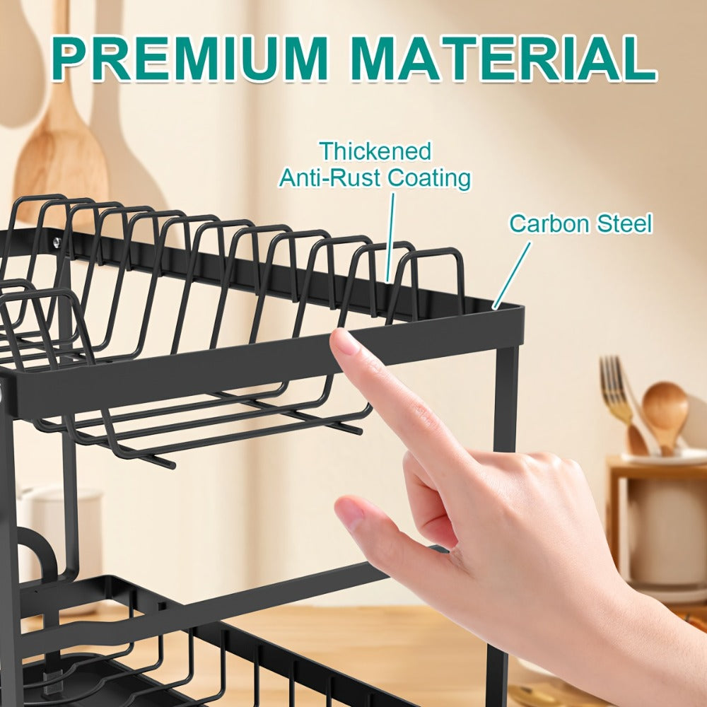 2-Tier Collapsible Dish Rack – Carbon Steel Kitchen Drainer – additional product view