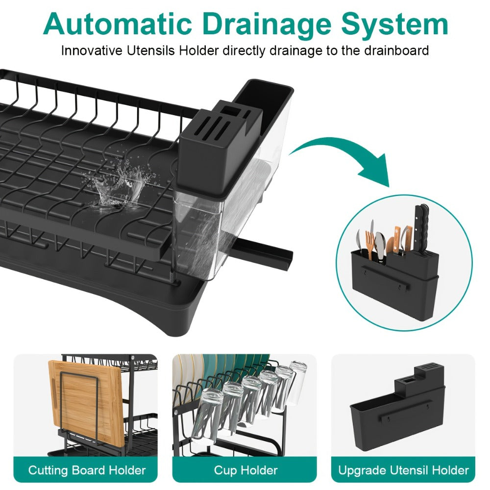 2-Tier Collapsible Dish Rack – Carbon Steel Kitchen Drainer – alternate product view
