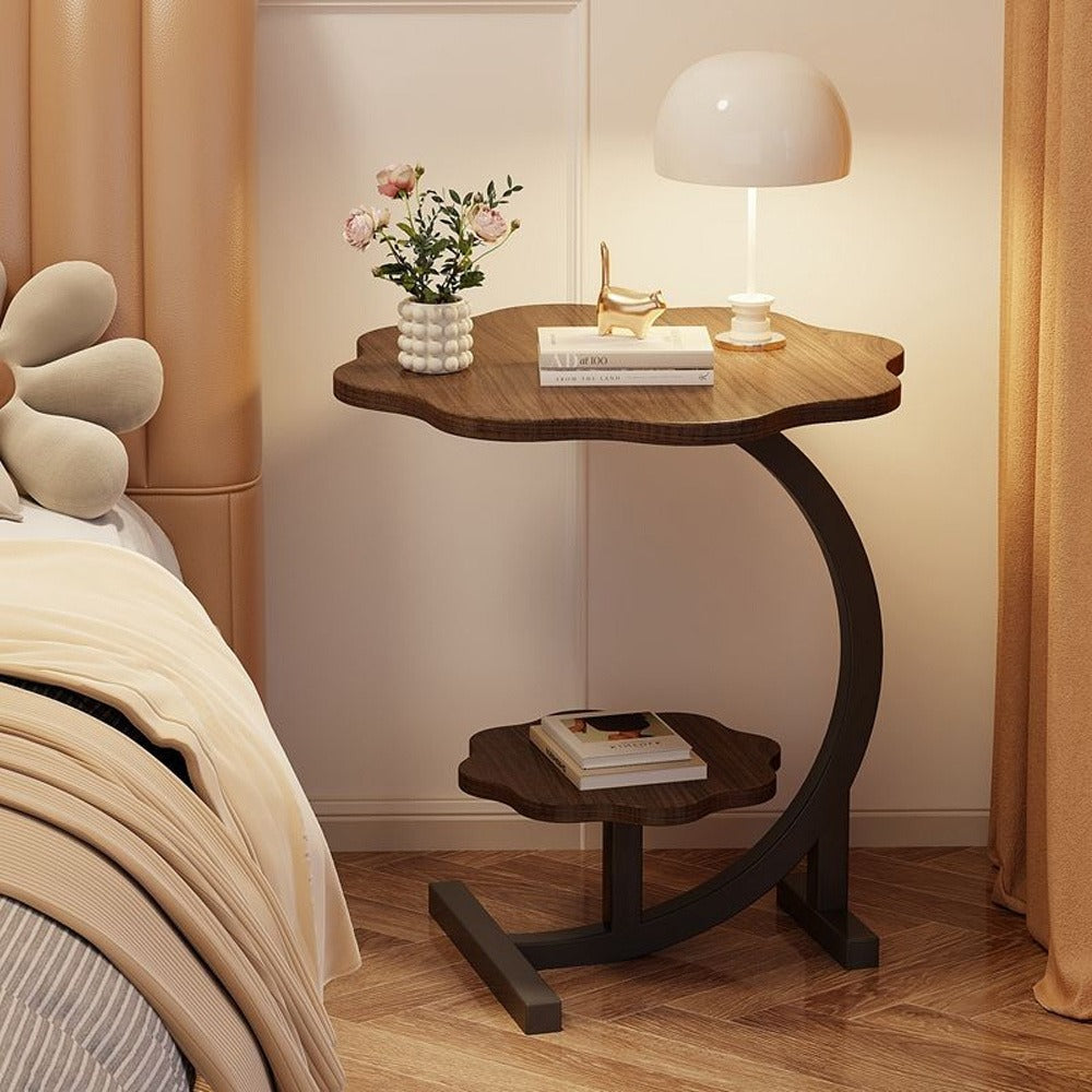2-Tier Round Coffee Table – Modern Wood & Metal Side Table – additional product view