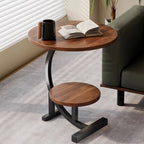 2-Tier Round Coffee Table – Modern Wood & Metal Side Table – additional product view 10