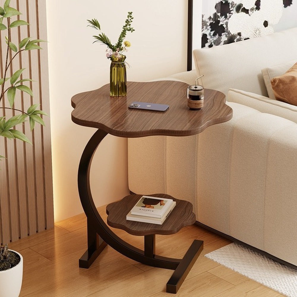 2-Tier Round Coffee Table – Modern Wood & Metal Side Table – additional product view 11