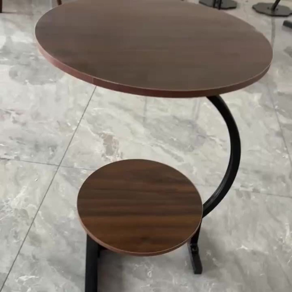 2-Tier Round Coffee Table – Modern Wood & Metal Side Table – additional product view 12