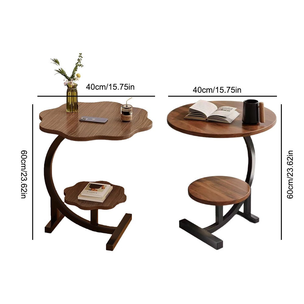 2-Tier Round Coffee Table – Modern Wood & Metal Side Table – additional product view 17