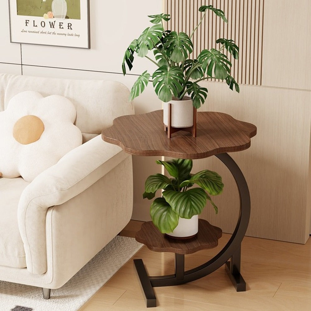 2-Tier Round Coffee Table – Modern Wood & Metal Side Table – additional product view 9