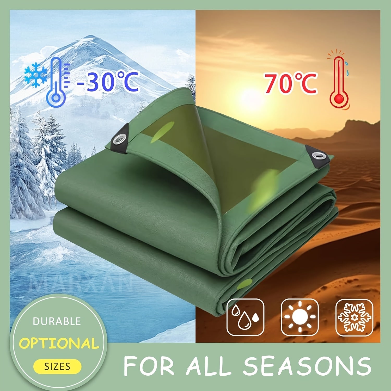 Heavy Duty Waterproof & UV-Resistant Canvas Tarpaulin - All-Weatherproof Outdoor Cover with Reinforced Corners, Large Heavy-Duty Tarp for Camping, Construction, Agriculture - Available in 2x3m, 3x3m, 3x4m, 4x6m, 10m - Includes Bonus Nylon Rope - Ide