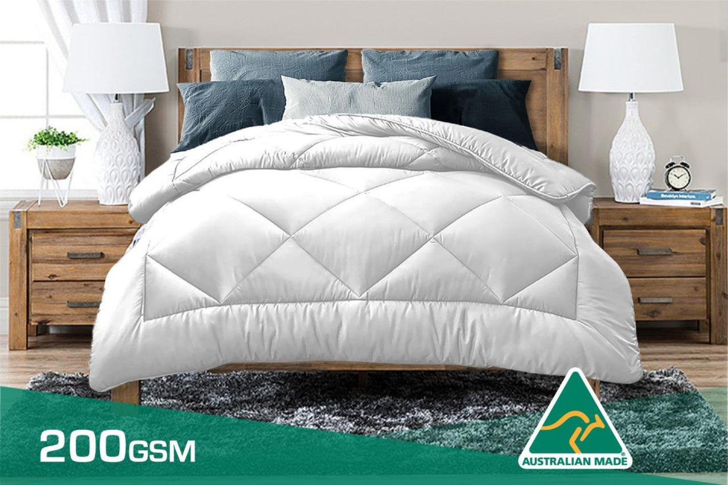 200GSM Bamboo Blend Quilt – Lightweight Summer Doona – close-up product details