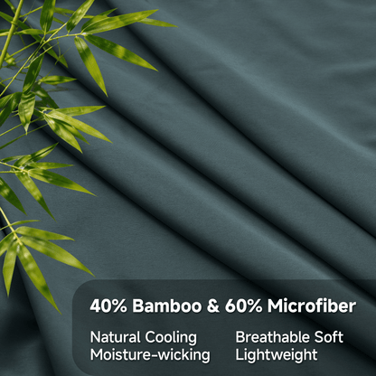 3/4pcs 2000TC Bamboo Bed Sheets Set - Cooling Sheets Super Soft Feel Wrinkle Free For All-Season - Sheet & Pillowcase Sets Fit 35-40 cm Deep Pocket Bamboo Bed Sheet Sets - Perfect For Family, Dormitory - Great Gifts