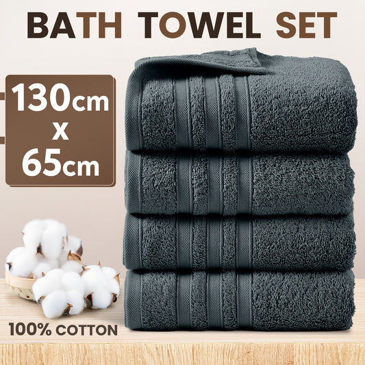 4pcs Cotton Bath Towels Set - 500GSM Thick, Ultra Soft & Water Absorbent, Durable, 65x130cm, Perfect For Hotel, Bathroom, Spa, Fitness, Swimming - Machine Washable And Easy To Care, Wash Cloths