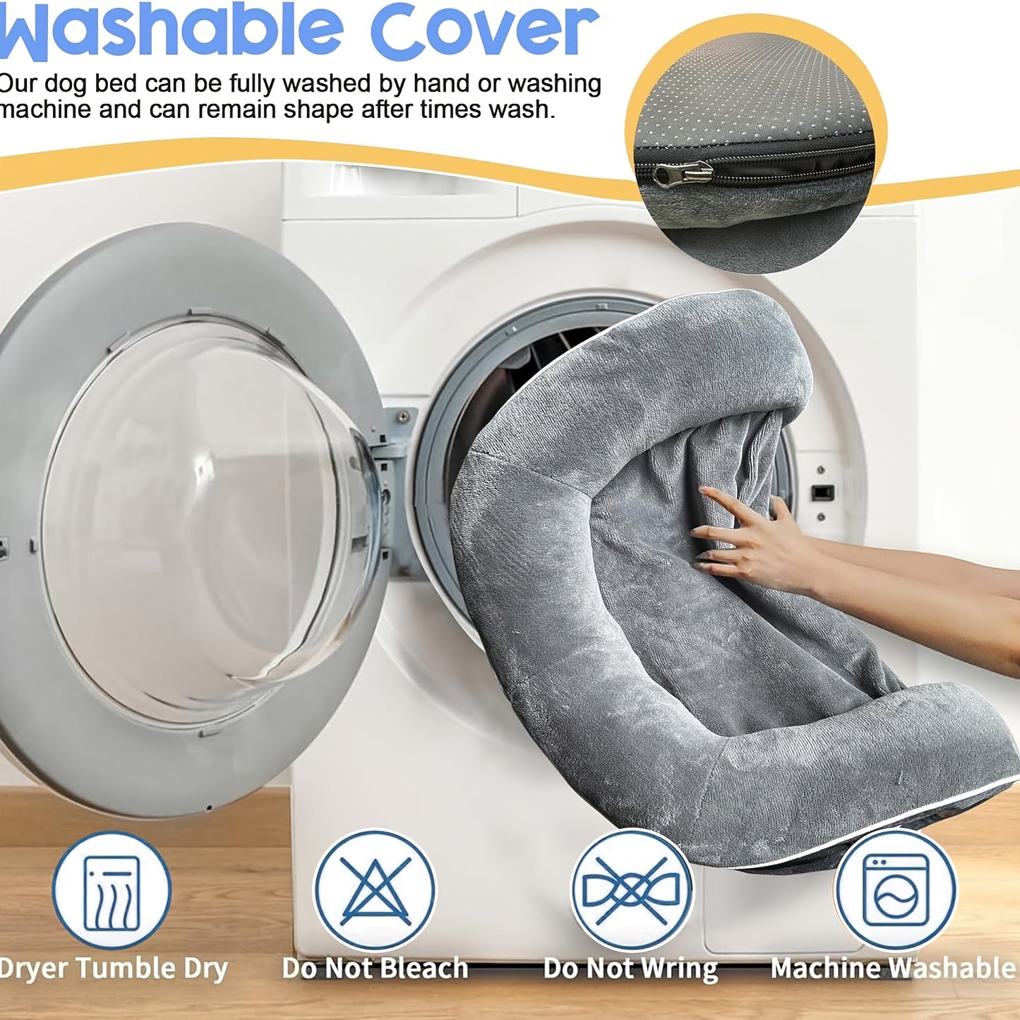 1pc Memory Foam Dog Sofa - Ultra Soft Breathable - Orthopedic Dog Beds - Removable Washable Cover - Ideal For Adults & Pets - Perfect For Holiday Season Comfort - Extra Large Dog Bed - M/L/XL - Grey