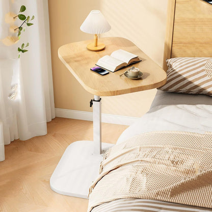 Adjustable Side Table, Thick Desktop Laptop 360° Swivel Desktop, Table Coffee Table, for Sofa Coffee Snack Couch Table for Living Room, Bedroom, Bedside with Random Color