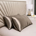 2pcs Luxurious Mulberry Silk Pillowcases, Hypoallergenic & Breathable with Envelope Closure, Smooth Gray Mulberry Silk for Bedroom Decor, Hand Wash Only, Hypoallergenic Bedding | Modern Pillowcases | Quality Stitching Detail