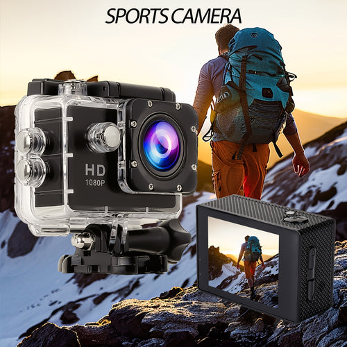 Action Camera 20MP 170°Wide-Angle HD 1080P Waterproof Underwater Camera With Mounting Accessories Kit