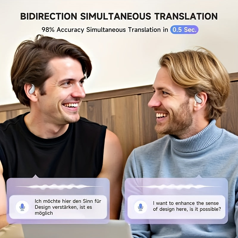 Ai Translation Headset, Bone Conducting Wireless 6.0 Headset, Real-time Translation In 156 Languages, 6 Mics Intelligent Noise Cancellation, Real-time Translation Of Meeting Notes, Touch Control, Deep Bass, HD Voice-Perfect For Running And Exercise