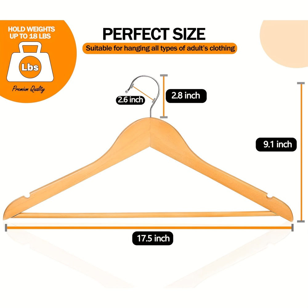 20pcs Wooden Clothes Hanger Set - bedroom and wardrobe organisation – close-up product details