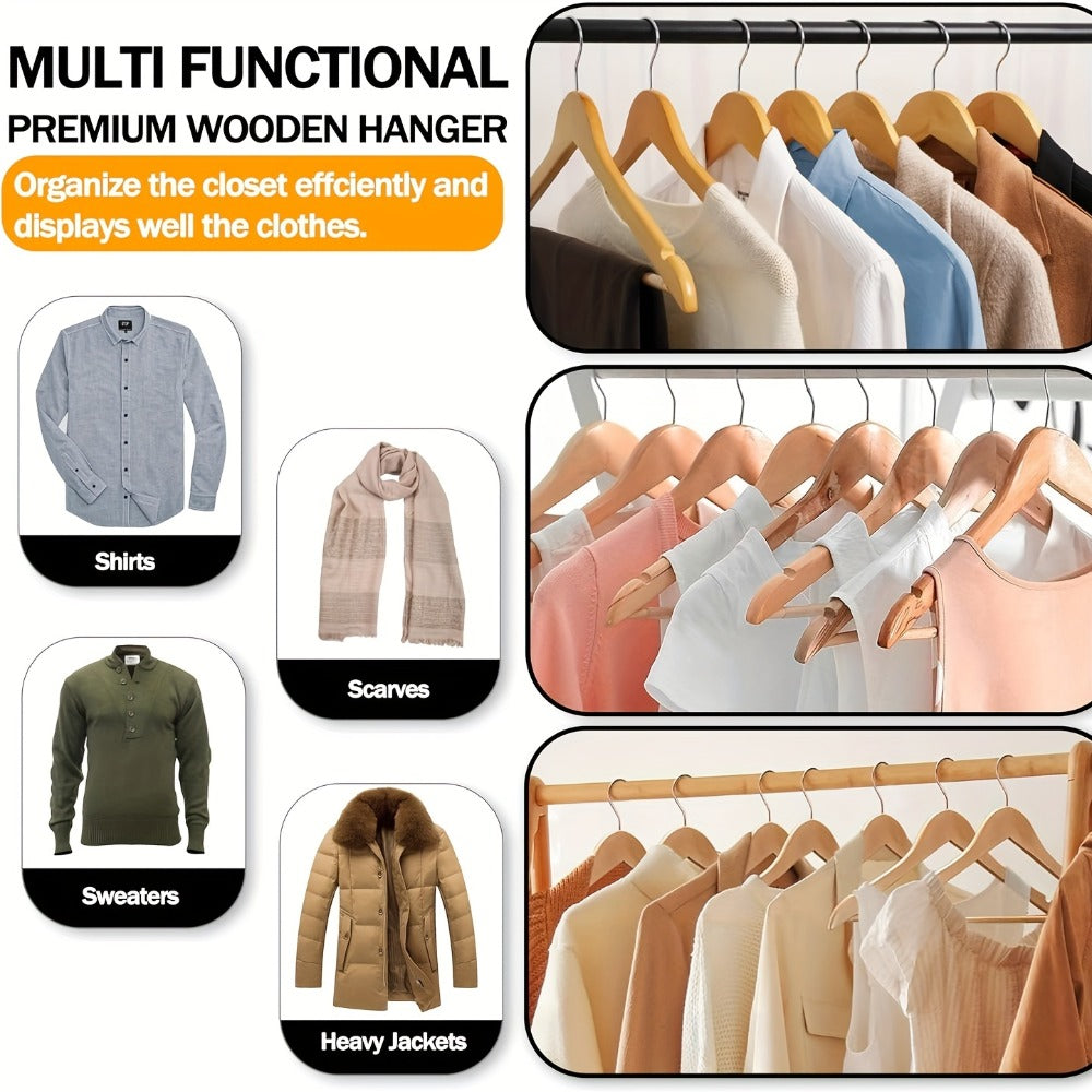 20pcs Wooden Clothes Hanger Set - bedroom and wardrobe organisation – feature reference