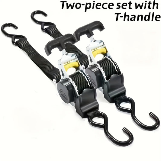 Two-piece Retractable Ratchet Straps, Auto Retract Boat Trailer Straps, Ergonomic Retracting Tie Downs Cargo Buckle Straps, Cargo Strap Tie Downs for Trunk, Motorcycle, Trailers, Boats, ATVs, UTVs