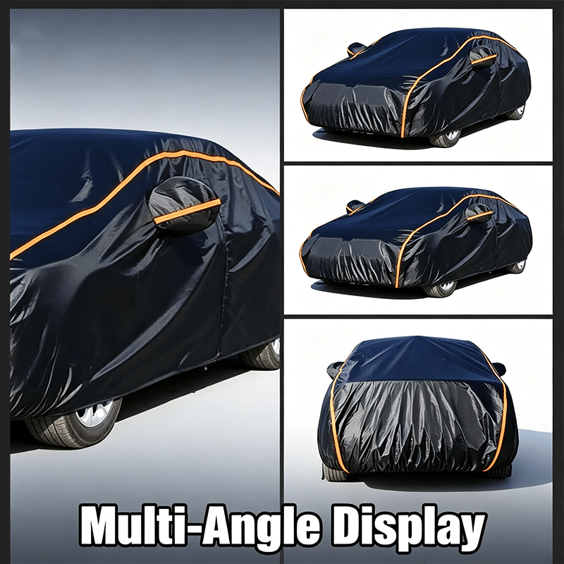Professional car cover set available in four precise sizes SUV-YL SUV-YXL Sedan-L Sedan-XL, crafted from high-strength 100% polyethylene tarpaulin material offering exceptional sturdiness and durability, complete waterproof protection layer effectively pr