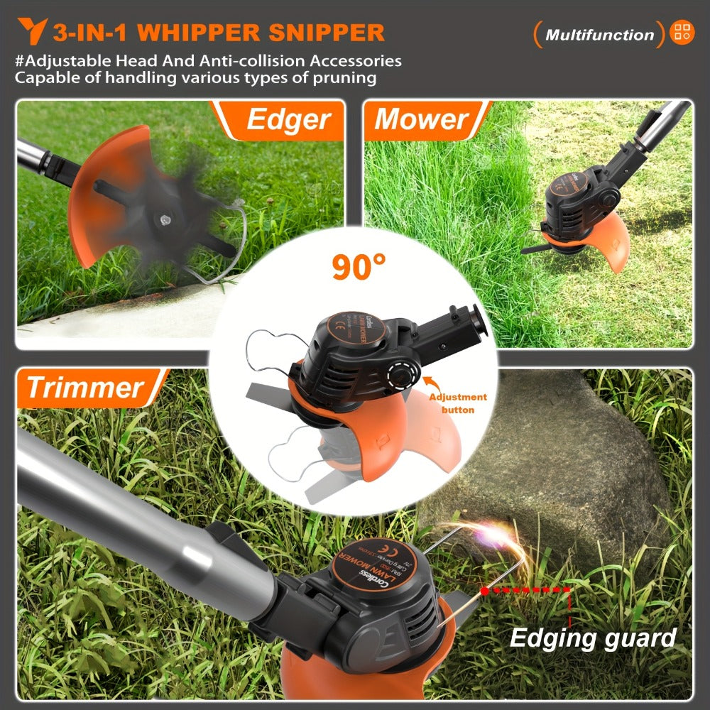 21V Cordless Electric Lawn Mower - lawn and garden maintenance – alternate design view