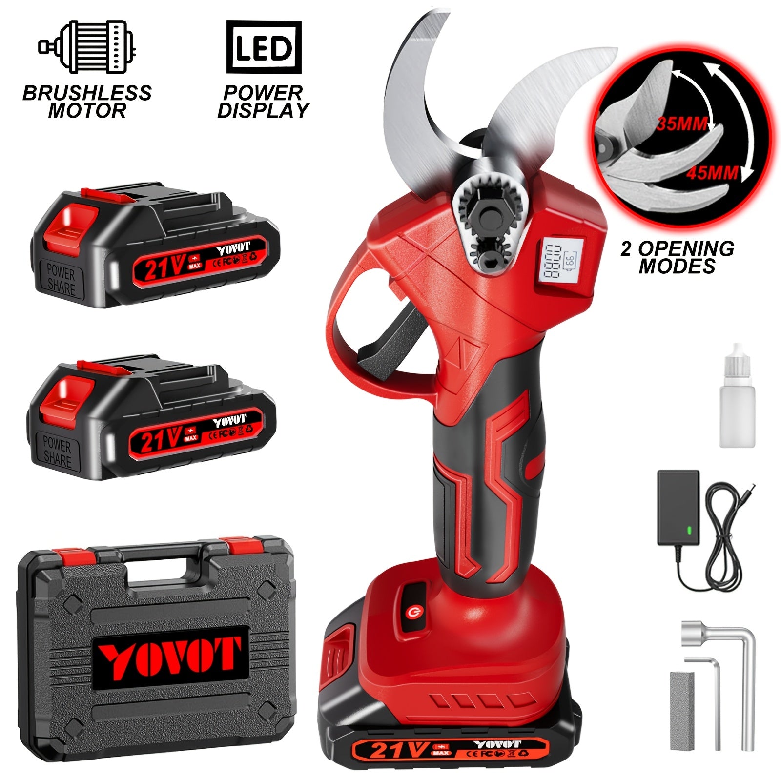 21V Cordless Electric Pruning Shears - trees, orchards and garden care – alternate design view